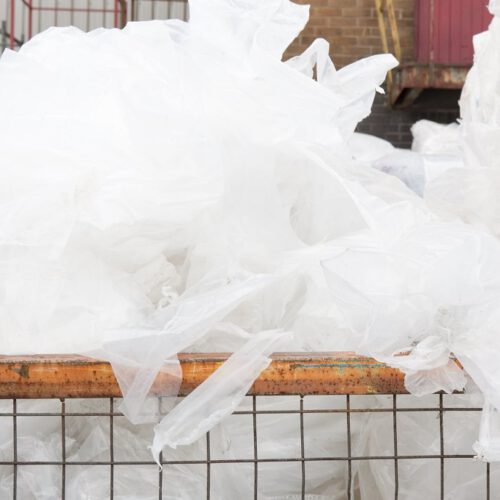 Cage of clear polythene scrap