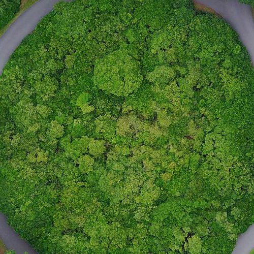 Circle path around green trees