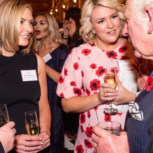 Zoe Brimelow, Sara Davies and Prince Charles at Winsdor Castle for Queens Award