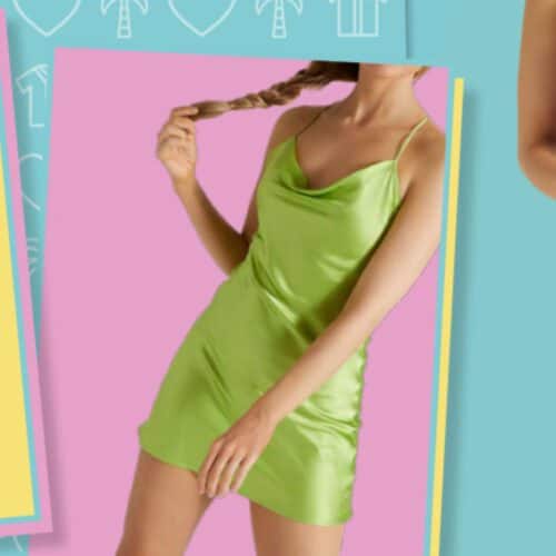 Love Island and Ebay Collaboration. Girl in a green dress