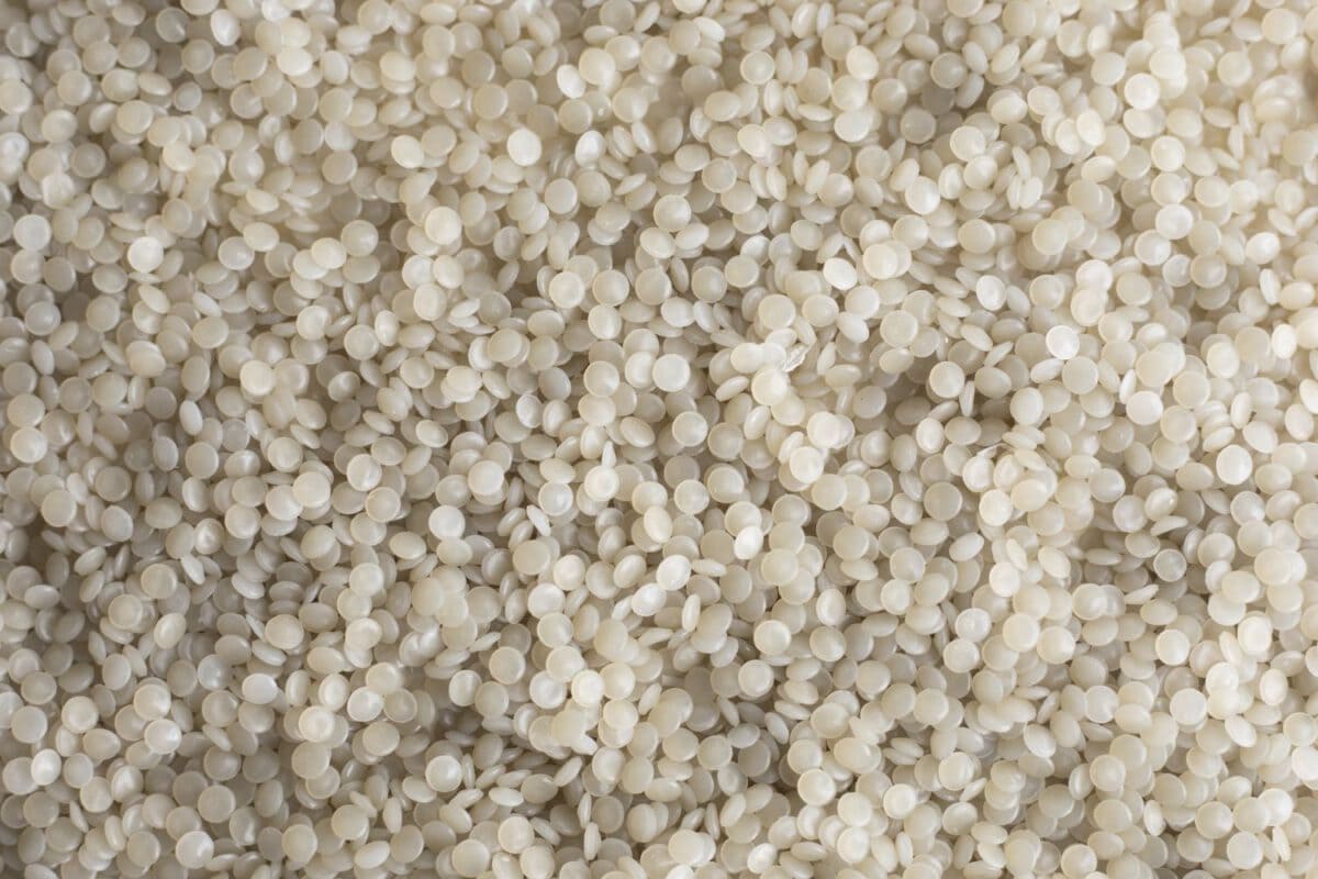 Upclose image of post-consumer recycled pellets