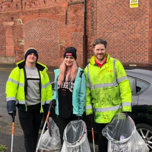 DuoUK team clean up the local community in Greater Manchester.