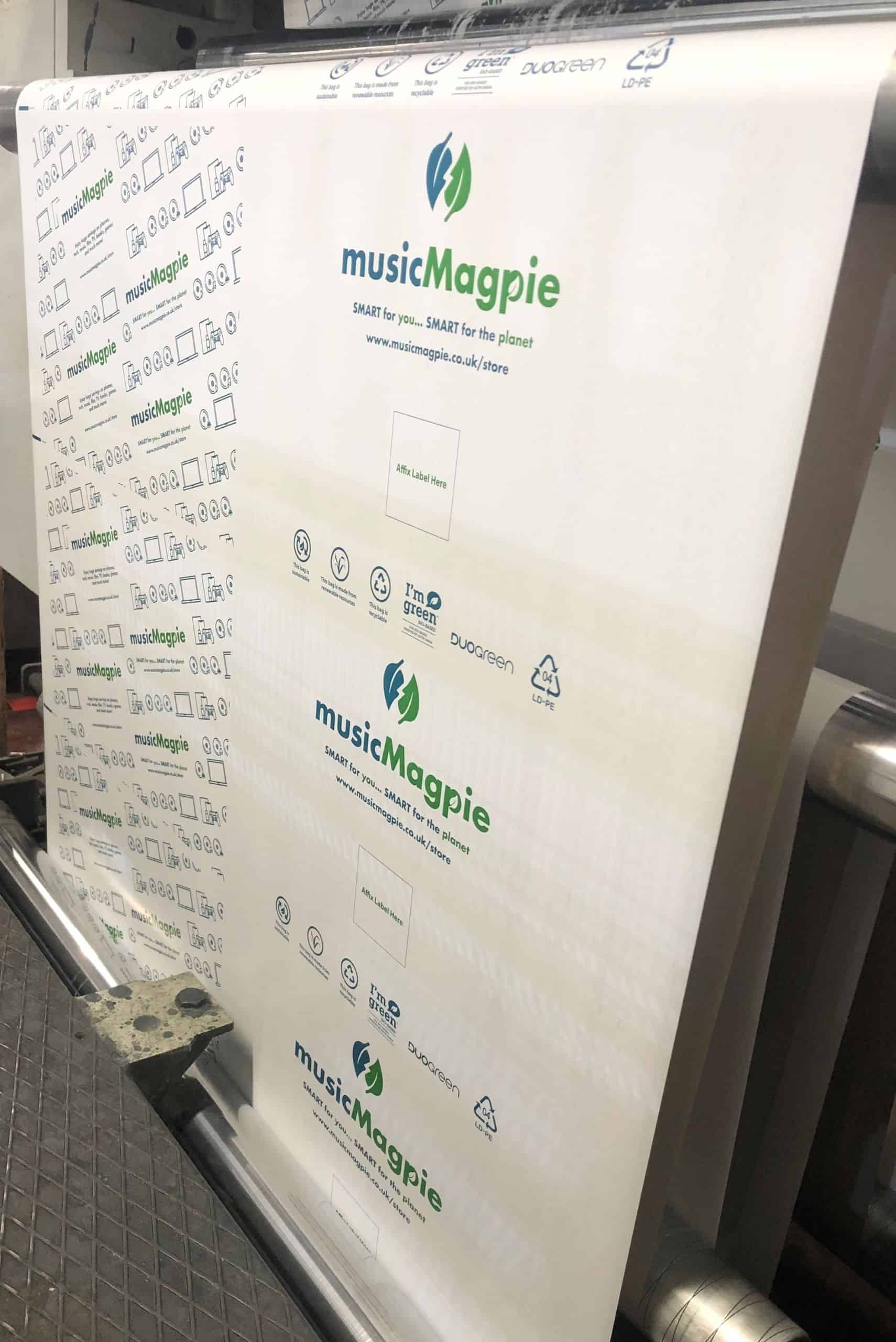 Duo UK’s branded mailing bags supporting musicMagpie’s e-waste recycling programme.