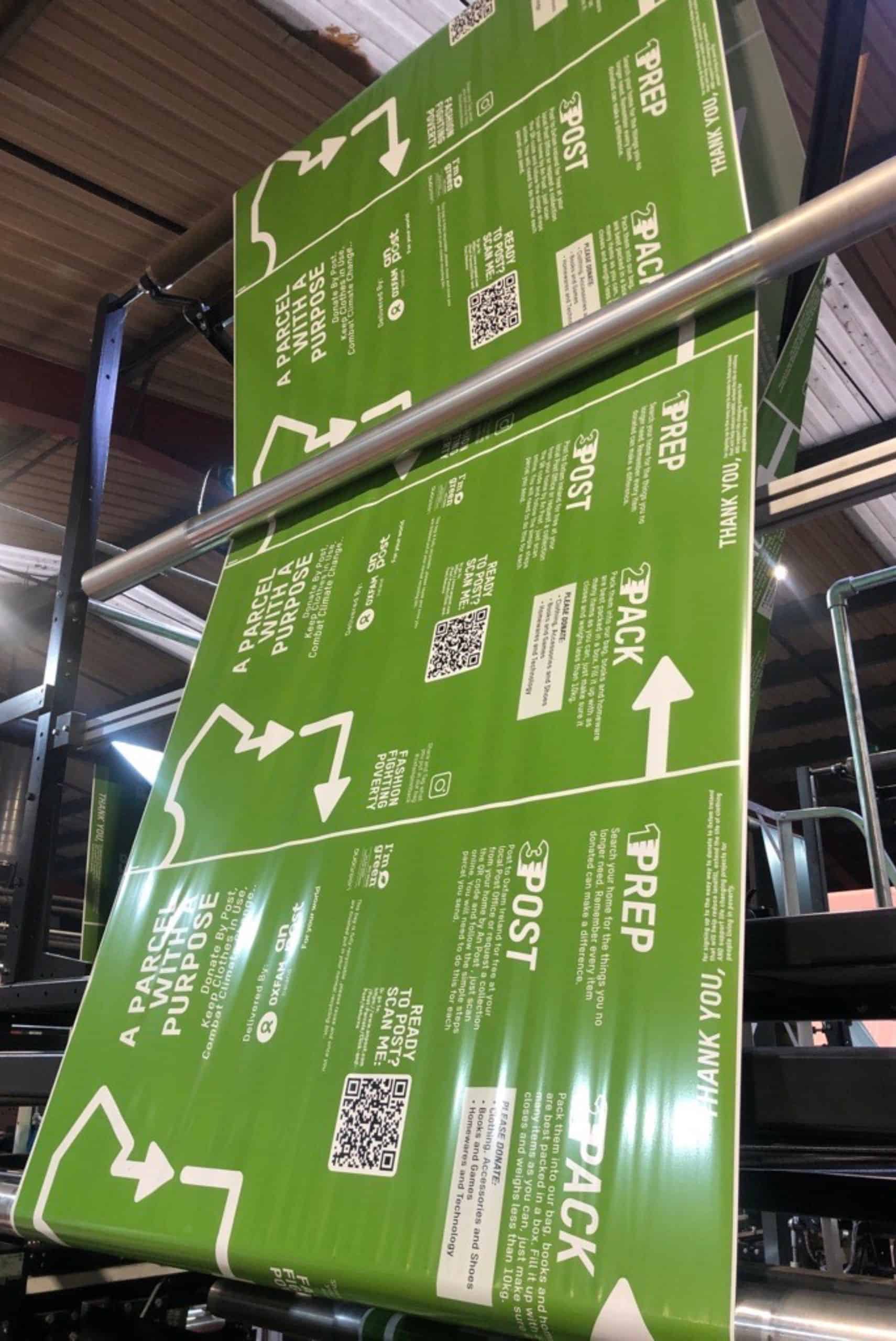Duo UK sustainable mailing bags designed for Oxfam Ireland donation initiative.