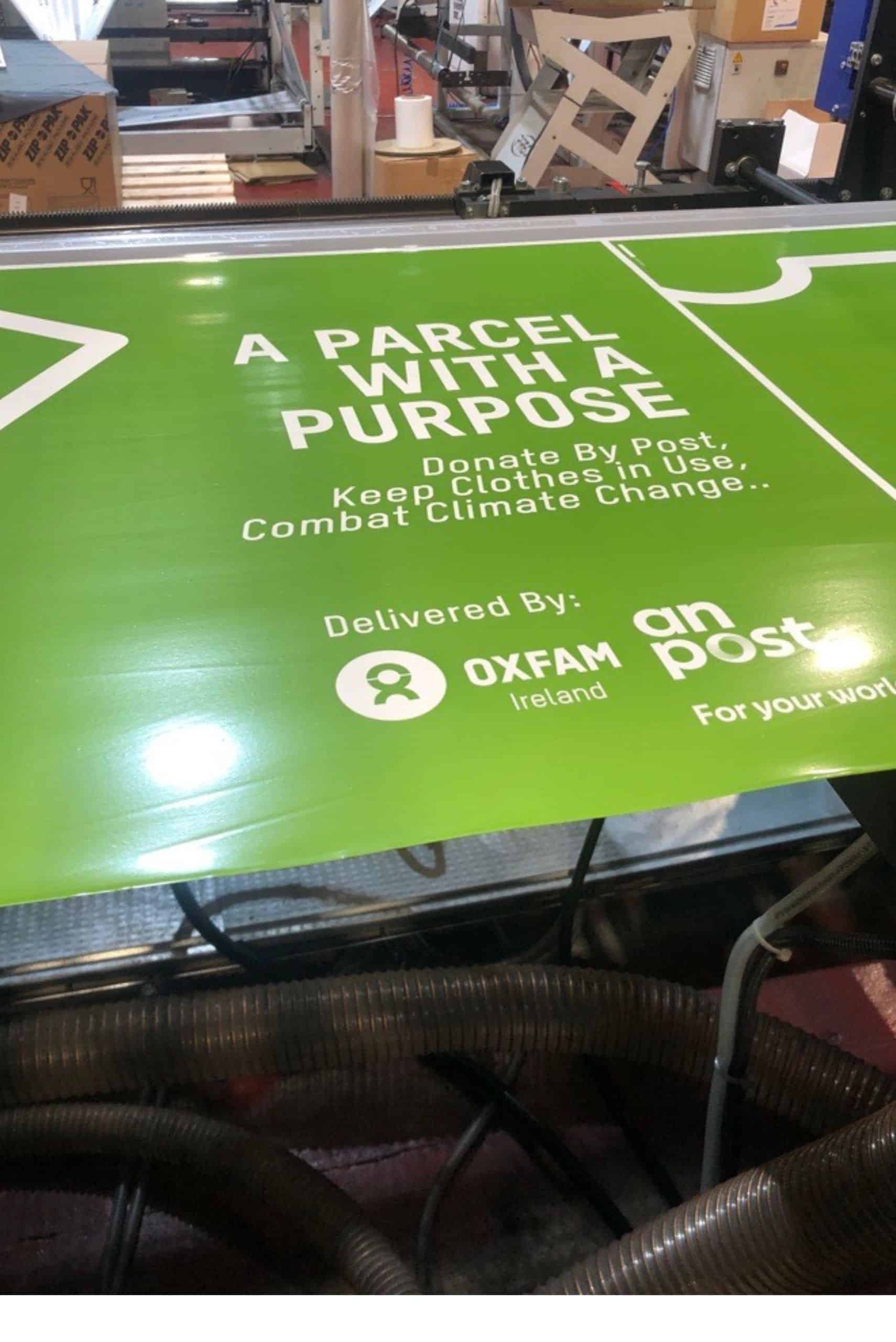 Duo UK sustainable mailing bags designed for Oxfam Ireland donation initiative.